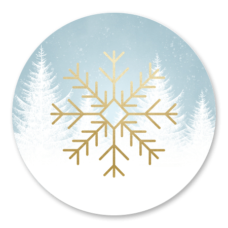 Gouden sneeuwvlok met witte boompjes